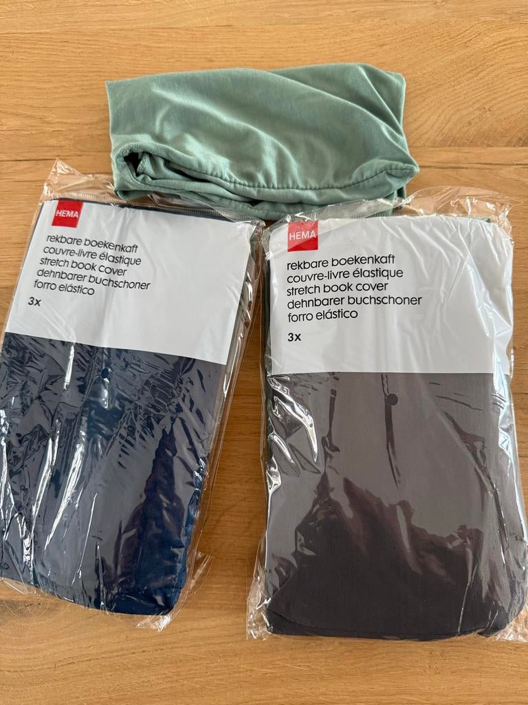 Nieuwe HEMA Boekenhoezen - Grijs, Groen, Blauw (3 stuks), Boeken, Schoolboeken, Ophalen, Nieuw