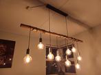Unieke houten hanglamp met 9 lampen, Ophalen, 50 tot 75 cm, Zo goed als nieuw, Industrieel