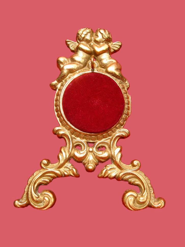 Vergulde engeltjes portemontre statief zakhorloge, Antiek en Kunst, Antiek | Klokken, Ophalen