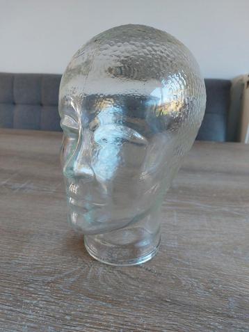 Retro glazen hoofd mannequin etage headphone houder glas