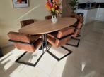 Ovale eettafel met 6 stoelen, Huis en Inrichting, Tafels | Eettafels, Ophalen, 100 tot 150 cm, 200 cm of meer, Zo goed als nieuw