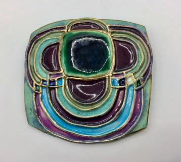 Vintage keramische broche emaille design broche handgemaakt beschikbaar voor biedingen