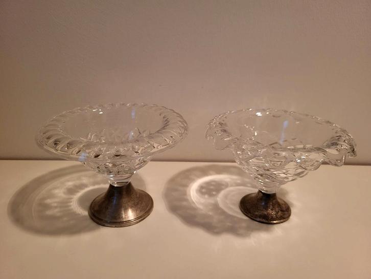 Bonbonschaaltjes van kristal en zilver, Antiek en Kunst, Antiek | Glas en Kristal, Ophalen of Verzenden