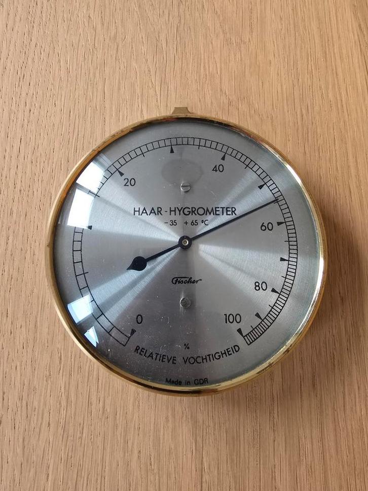 Prachtige zeer exacte vintage Fischer Haar-Hygrometer €15, Audio, Tv en Foto, Weerstations en Barometers, Zo goed als nieuw, Ophalen of Verzenden
