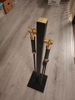 Moderne haardstel zwart/messing - Gebruikt, Ophalen of Verzenden, Gebruikt