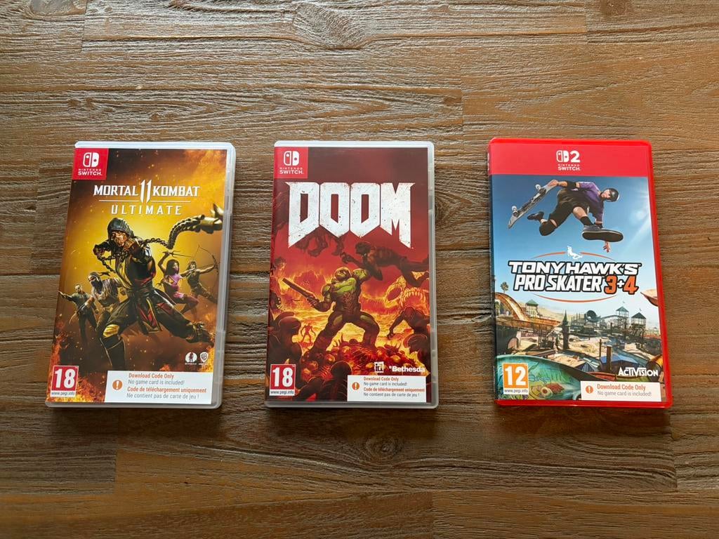 Nintendo Switch doosjes - DOOM / Mortal Kombat 11 / THPS 3&4, Spelcomputers en Games, Games | Nintendo Switch, Vanaf 18 jaar, Vechten