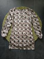 Retro jaren 70 stijl jurk, blauw bruine print, mini dress XS, Bruin, Verzenden, Kocca, Zo goed als nieuw