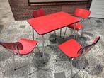 Mooie keukentafel met stoelen jaren 60 Formica, Ophalen, Zo goed als nieuw, Rechthoekig, 50 tot 100 cm