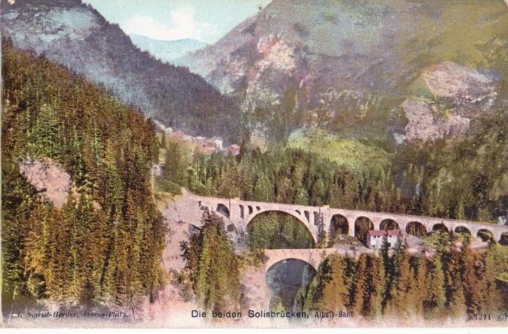 A394 Zwitserland - Albulabahn - Die beide Solisbrucken, Verzamelen, Ansichtkaarten | Buitenland, Gelopen, Overig Europa, 1920 tot 1940
