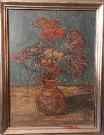 Olieverf op doek Bloemstilleven A van der Weijden 1910-1971 beschikbaar voor biedingen
