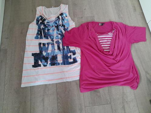 2 damesshirts maat 52, Kleding | Dames, T-shirts, Zo goed als nieuw, Maat 46/48 (XL) of groter, Zonder mouw, Ophalen of Verzenden