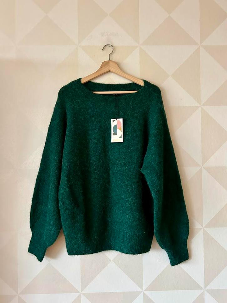 King Louie Valentina Top trui donkergroen alpaca L/40 NIEUW, Kleding | Dames, Truien en Vesten, Nieuw, Maat 42/44 (L), Groen, Ophalen of Verzenden