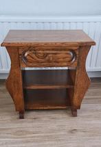 Krantenbak bijzettafeltje eiken hout, Minder dan 55 cm, Zo goed als nieuw, Rechthoekig, Ophalen