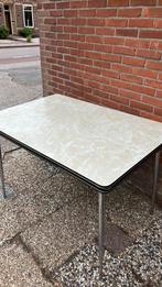 Zware vintage tafel formica blad jaten 50/60, Ophalen, Huis en Inrichting