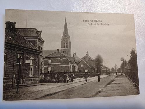 Ansichtkaart Zeeland (N.B.) dorp Zeeland. Kerk & Postkantoor, Verzamelen, Ansichtkaarten | Nederland, Ongelopen, Noord-Brabant