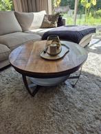 Industriële salontafel Mango hout, Ophalen, 50 tot 100 cm, Rond, 50 tot 100 cm