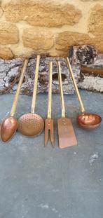 Set franse koperen kooklepels, pollepel schuimspaan etc., Antiek en Kunst, Ophalen of Verzenden