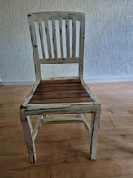 Brocante Teakhouten Stoel met Zitkussen, Ophalen, Wit, Eén
