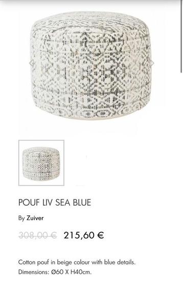 Zuiver Liv Sea Blue Poef -  Nieuw! beschikbaar voor biedingen