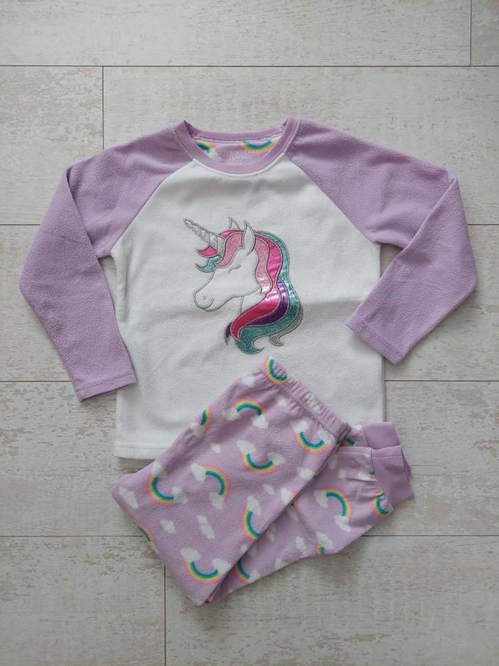 Warme fleece pyjama huispak eenhoorn unicorn, Kinderen en Baby's, Kinderkleding | Maat 104, Zo goed als nieuw, Meisje, Nacht- of Onderkleding