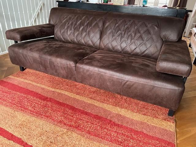 Luxe bruin leren sofa. Nashville 2,5-zits. vrijwel nieuw, Huis en Inrichting, Banken | Bankstellen, Zo goed als nieuw, Rechte bank