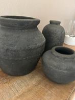 3 Still Vazen/Potten - Donkergroen/Grijs, Huis en Inrichting, Ophalen, Steen, Zo goed als nieuw, Minder dan 50 cm