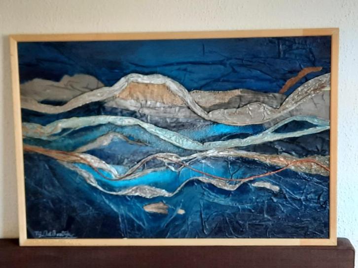 Aat A. van Dijk, schilderij gemengde techniek, Antiek en Kunst, Kunst | Schilderijen | Abstract, Ophalen