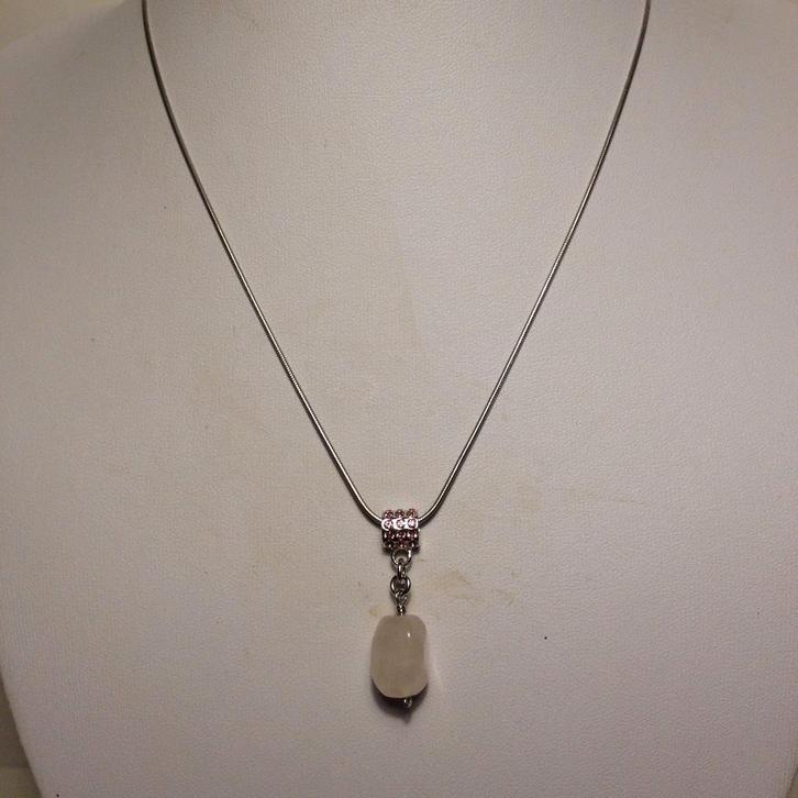 zilveren kettinkje met zilveren hangertje, Sieraden, Tassen en Uiterlijk, Kettingen, Zo goed als nieuw, Zilver, Zilver, Met edelsteen