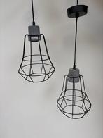 industriële open-frame hanglamp, set van 3– zwart metaal., Ophalen of Verzenden, Zo goed als nieuw, Metaal, Minder dan 50 cm