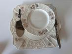 Antiek Servies Compleet met Taartschep en Mes - Bloemmotief, Ophalen of Verzenden