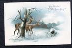Reeen afwachtend onder de boom, Kerstmis, Verzenden, Voor 1920, Gelopen, Wild dier
