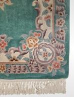 Handmade Aubusson turquoise roses wol tapijt 95x180cm, Gebruikt, ., ., Crème