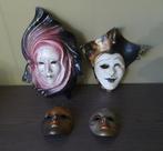 Lotje Italiaanse maskers in koper, papier maché en keramiek, Gebruikt, Verzenden