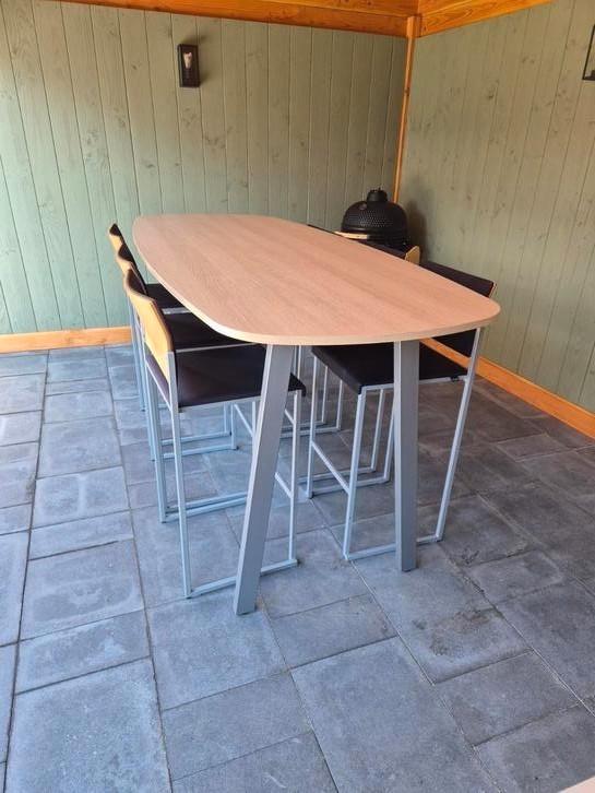 bartafel set met 6  barkrukken, Huis en Inrichting, Tafels | Eettafels, Zo goed als nieuw, 50 tot 100 cm, Rechthoekig, Ophalen