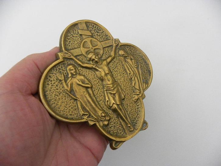 Katholieke kerk bronzen osculatorium gesigneerd Le Verrier, Antiek en Kunst, Antiek | Religie, Ophalen of Verzenden