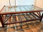 Salontafel met glasplaat - 140x80x49cm, Huis en Inrichting, Tafels | Salontafels, Ophalen, Gebruikt, 50 tot 100 cm, 100 tot 150 cm