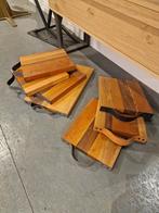 Houten snijplanken met lederen handvat, Ophalen of Verzenden, Zo goed als nieuw