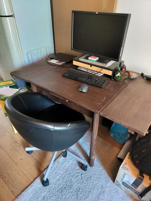 Houten tafel uitschuifbaar, Huis en Inrichting, Bureaus, Gebruikt, Bureau, Ophalen