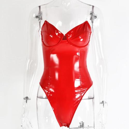 Rode leren dames romper pakje bodysuit sexy vrouwen wetlook, Kleding | Dames, Ondergoed en Lingerie, Body of Korset, Rood, Verzenden
