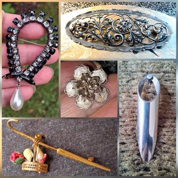 Vintage broche verguld. Broche zilver Vintage broche verguld beschikbaar voor biedingen