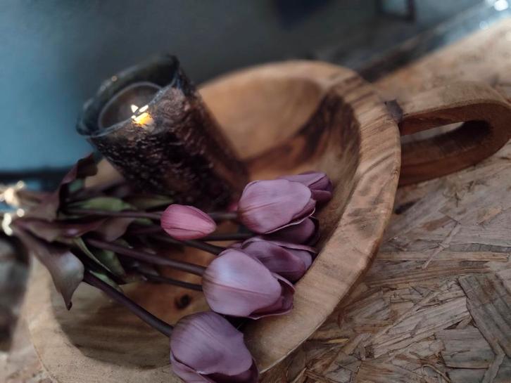 Robuuste Houten Schaal met Handvat, Huis en Inrichting, Woonaccessoires | Schalen en Manden, Nieuw, Schaal, Rond, Hout, Ophalen of Verzenden