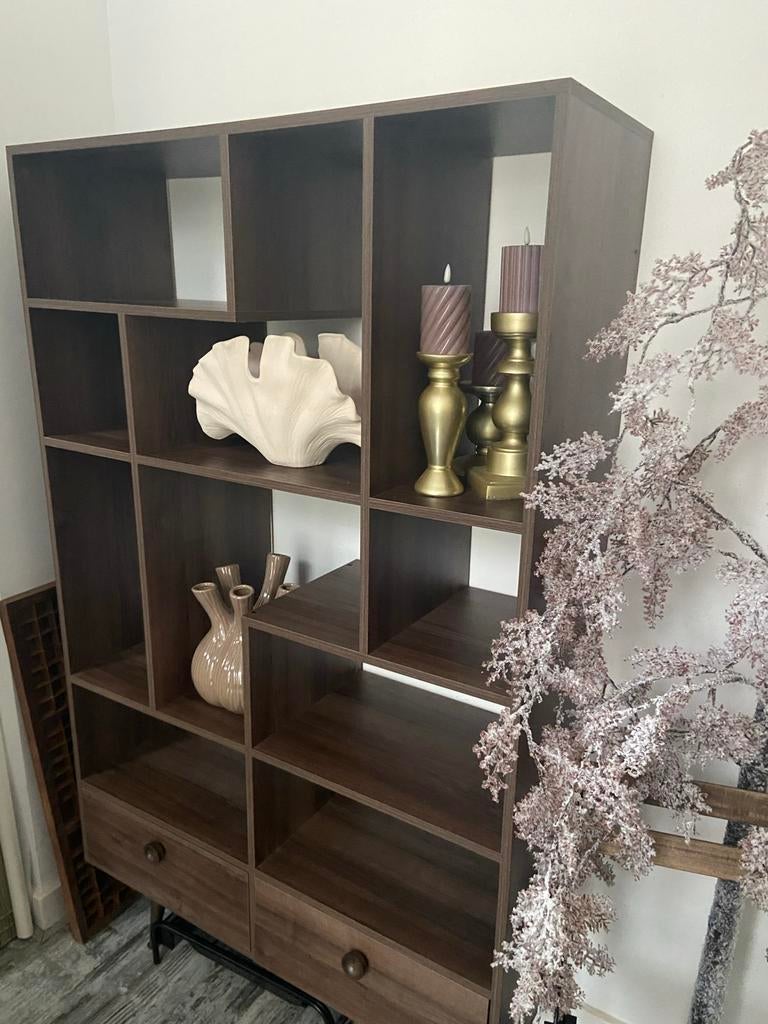 Japandi Boekenkast Mangohout - Zo Goed Als Nieuw!, Huis en Inrichting, Kasten | Wandmeubels, Ophalen, Zo goed als nieuw, Minder dan 150 cm