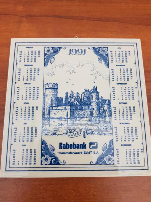 Delfts blauwe kalender tegel 1991 Aalst Rabobank, Antiek en Kunst, Antiek | Wandborden en Tegels, Ophalen of Verzenden