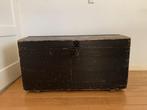 Antieke/ Vintage zwarte dekenkist - hutkoffer - reiskoffer, Huis en Inrichting, Woonaccessoires | Kisten, Ophalen, Minder dan 50 cm