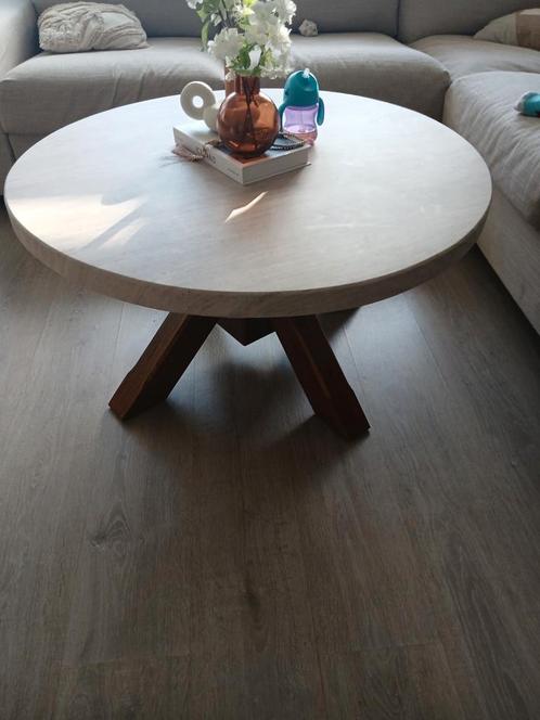 Mooie eikenhouten salontafel rond, Huis en Inrichting, Tafels | Salontafels, Zo goed als nieuw, Minder dan 50 cm, 50 tot 100 cm