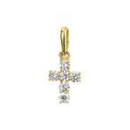 Gouden Kruis hangertje met zirkonia - 14 karaat goud, Nieuw, Ophalen of Verzenden, Kruis of Symbool, Goud