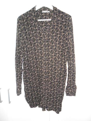 Geisha Zwarte Blouse Met Beige Print Maat M/38 beschikbaar voor biedingen