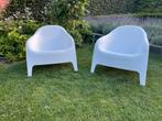 Witte stapelbare tuinstoelen (2 stuks), Ophalen, Gebruikt, Kunststof, Stapelbaar