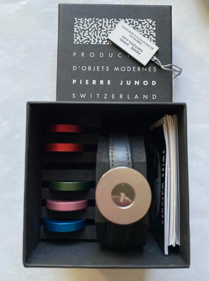 Pierre Junod horloge, Sieraden, Tassen en Uiterlijk, Horloges | Dames, Gebruikt, Polshorloge, Overige merken, Staal, Leer, Ophalen of Verzenden