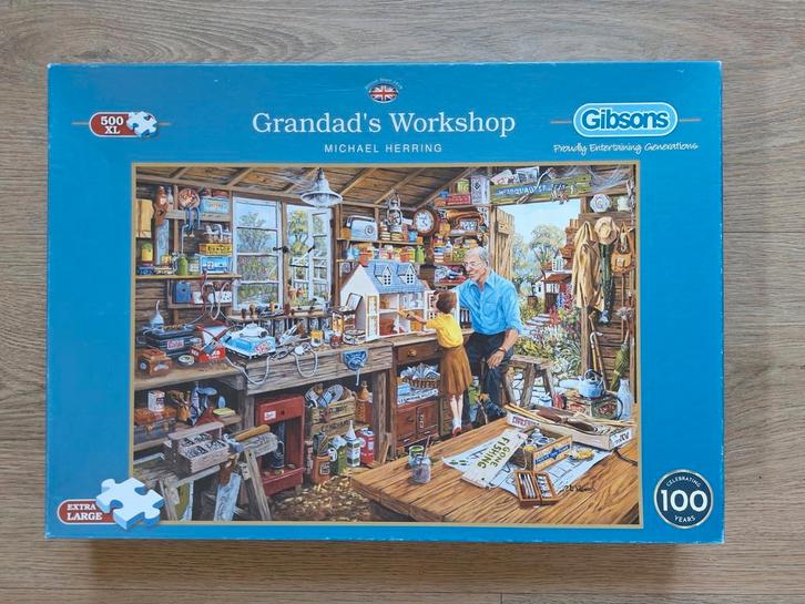 Gibsons 500 XL - Grandad's Workshop, Hobby en Vrije tijd, Denksport en Puzzels, Zo goed als nieuw, 500 t/m 1500 stukjes, Ophalen of Verzenden